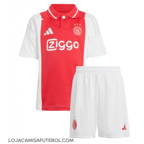 Camisa de Futebol Ajax Equipamento Principal Infantil 2024-25 Manga Curta (+ Calças curtas)